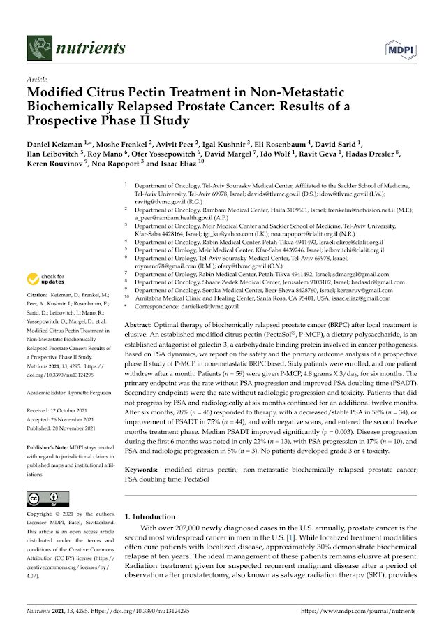 MCP – Modified Citrus Pectin Treatment in Non-Metastatic Biochemically Relapsed Prostate Cancer: Results of a Prospective Phase II Study