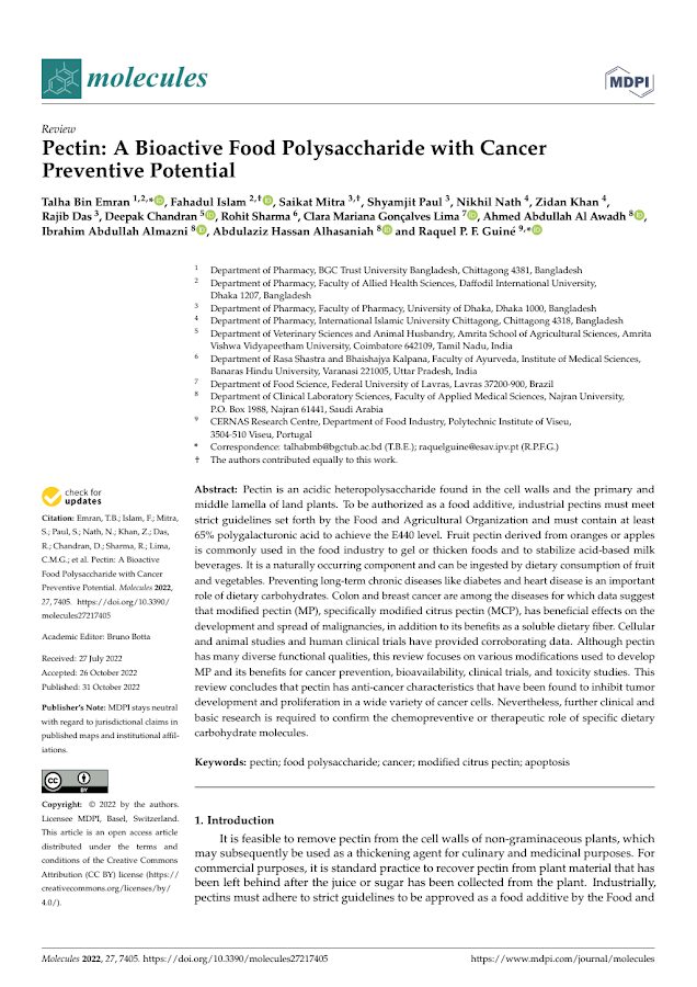 MCP – Pectin: A Bioactive Food Polysaccharide with Cancer Preventive Potential