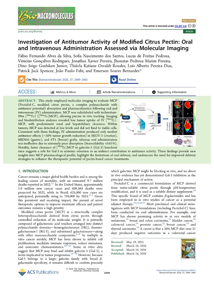 MCP – Investigation of Antitumor Activity of Modified Citrus Pectin: Oral and Intravenous Administration Assessed via Molecular Imaging