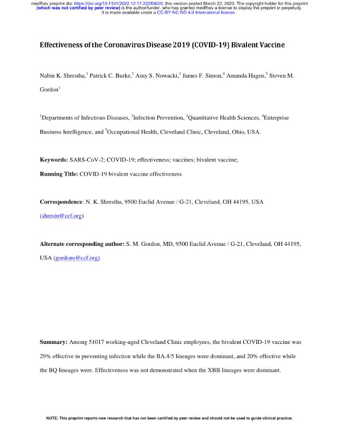MEDxRIV – Effectiveness of the Coronavirus Disease 2019 (COVID-19) Bivalent Vaccine