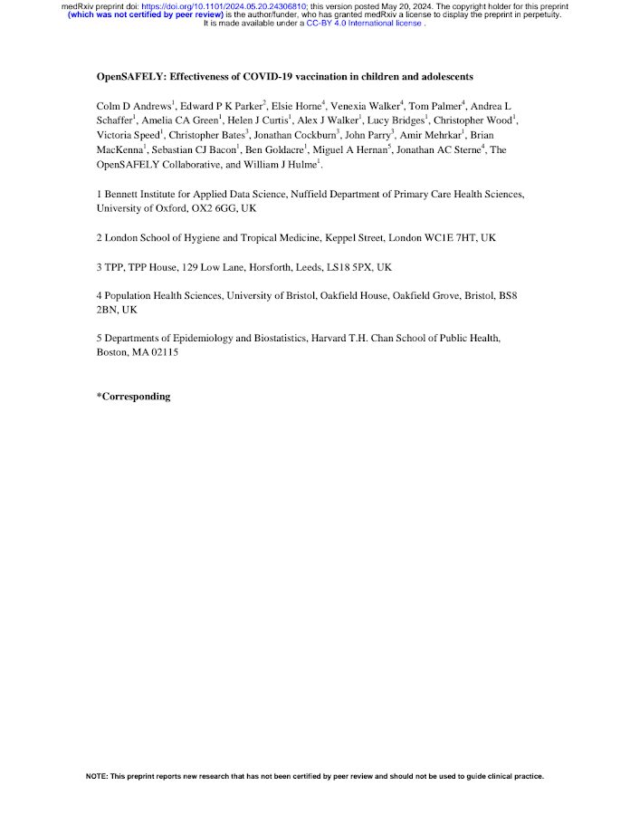 PUBMED – OpenSAFELY: Effectiveness of COVID-19 vaccination in children and adolescents