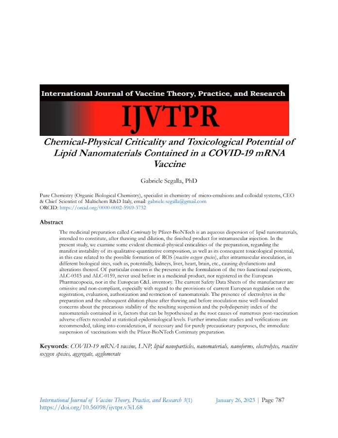 IJVTPR – Chemical-Physical Criticality and Toxicological Potential of Lipid Nanomaterials Contained in a COVID-19 mRNA Vaccine