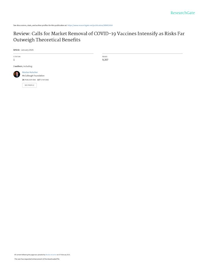 NH – Review: Calls for Market Removal of COVID-19 Vaccines Intensify as Risks Far Outweigh Theoretical Benefits