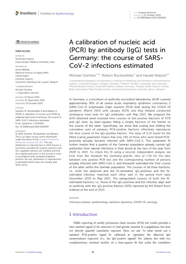 Frontiers – A calibration of nucleic acid (PCR) by antibody (IgG) tests in Germany: the course of SARS- CoV-2 infections estimated