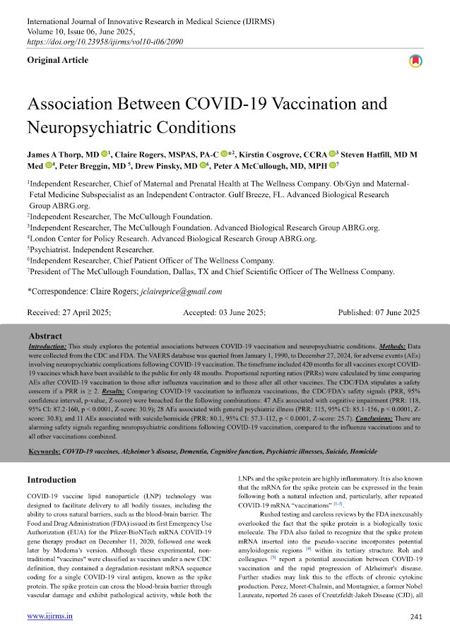 IIRMS – Association Between COVID-19 Vaccination and Neuropsychiatric Conditions