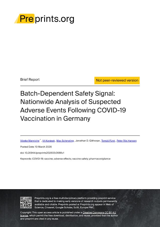 PrePrints – Batch-Dependent Safety Signal: Nationwide Analysis of Suspected Adverse Events Following COVID-19 Vaccination in Germany