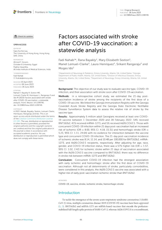 Frontiers – Factors associated with stroke after COVID-19 vaccination: a statewide analysis