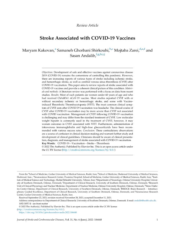 Elsevier – Stroke Associated with COVID-19 Vaccines – 2022