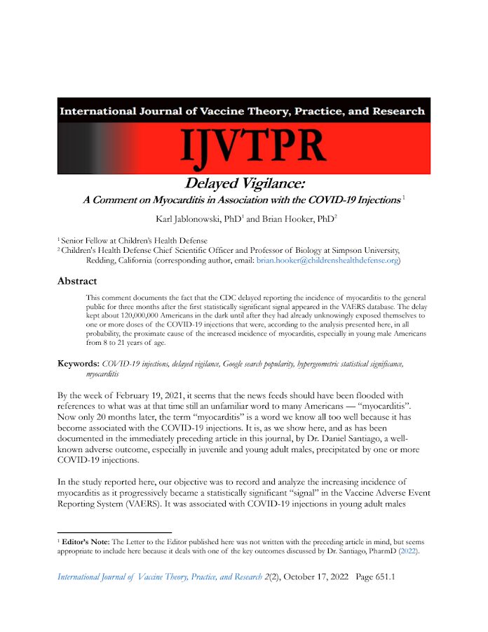 IJVTPR – Delayed Vigilance: A Comment on Myocarditis in Association with the COVID-19 Injections