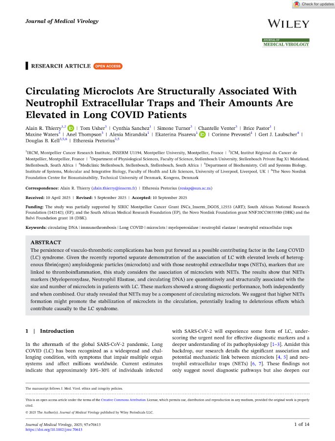 JMV – Circulating Microclots Are Structurally Associated With Neutrophil Extracellular Traps and Their Amounts Are Elevated in Long COVID Patients