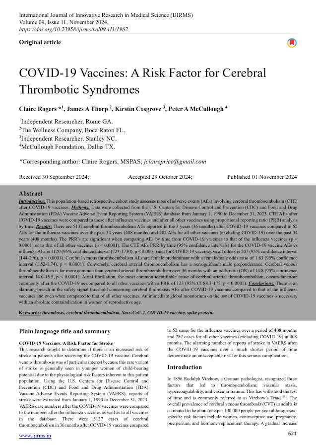 IJIRMS – COVID-19 Vaccines A Risk Factor for Cerebral Thrombotic Syndromes