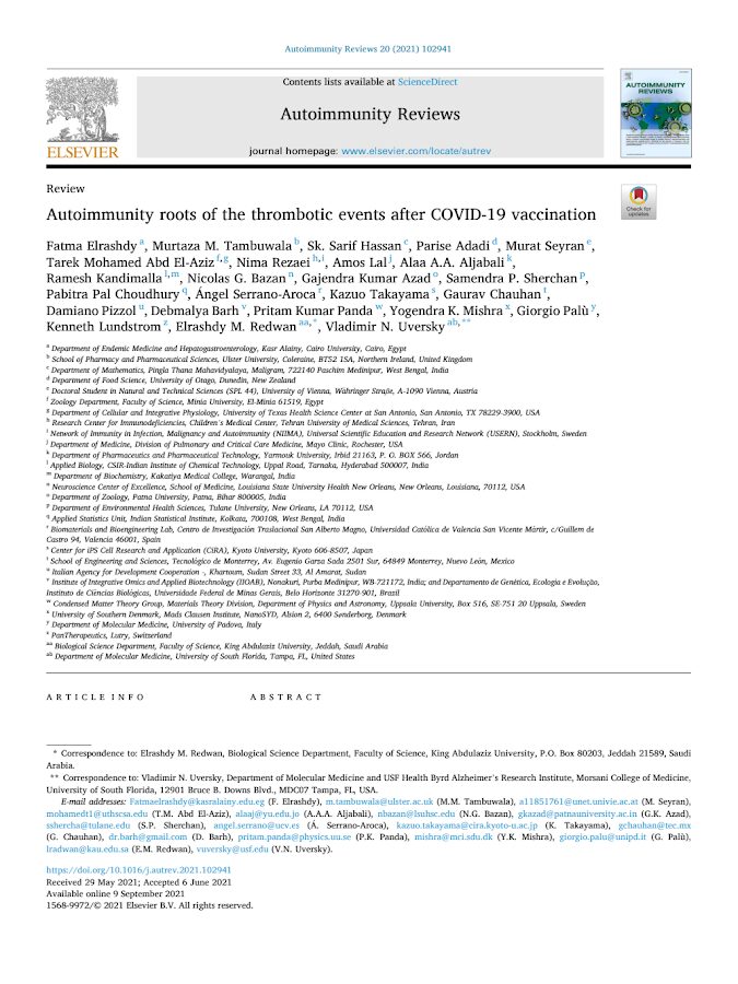 Autoimmunity roots of the thrombotic events after COVID-19 vaccination