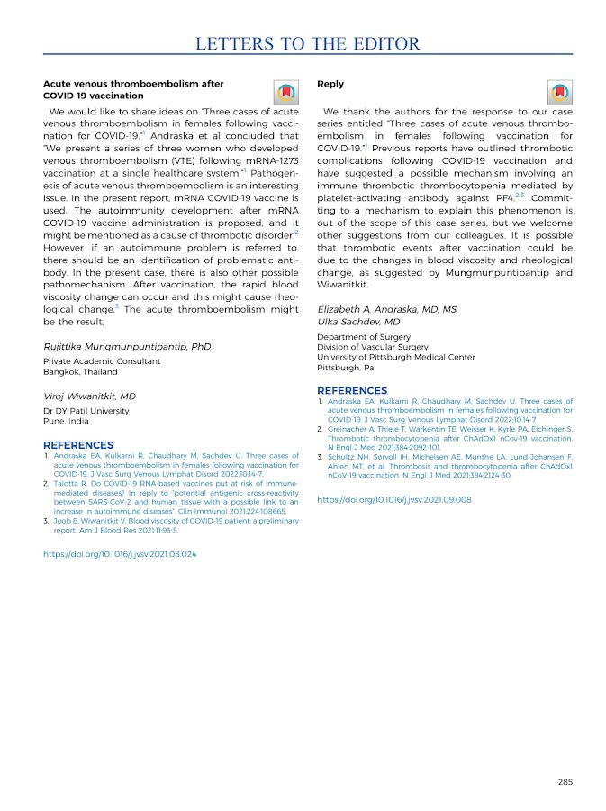 Journal of Vascular Surgery – Acute venous thromboembolism after COVID-19 vaccination
