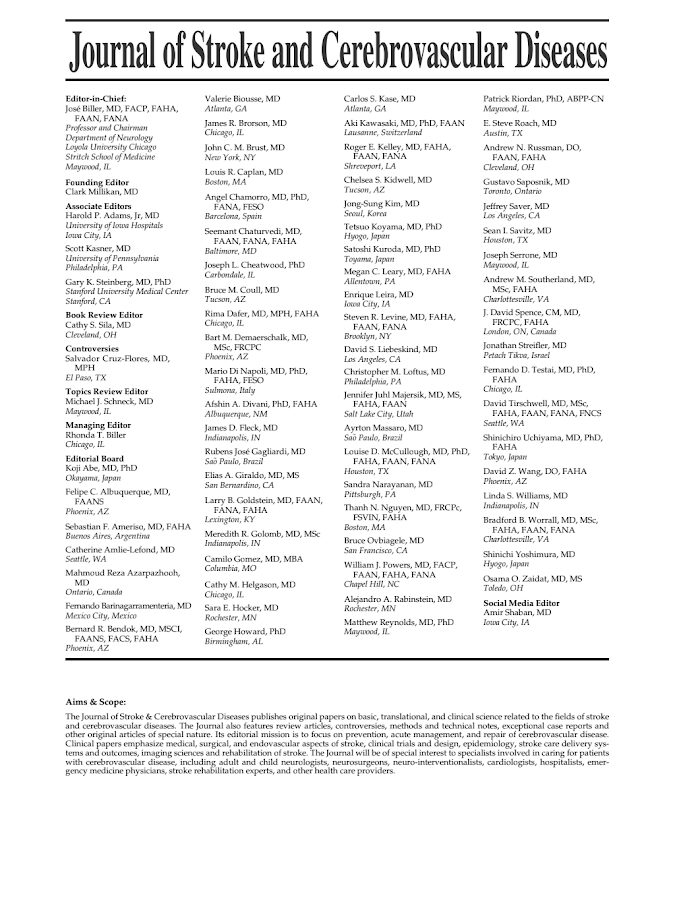 Editorial Board 2021 – Journal of Stroke and Cerebrovascular Diseases