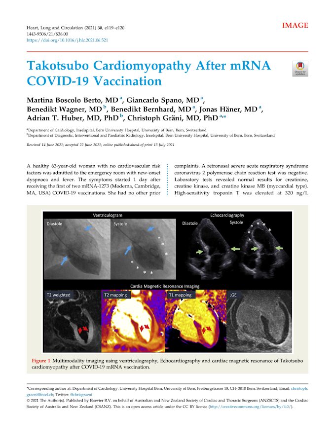 Heart Lung And circulation – Takotsubo Cardiomyopathy After mRNA COVID-19 Vaccination