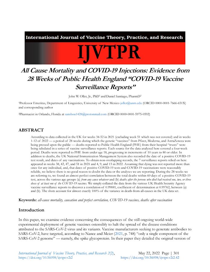 IJVTPR – All Cause Mortality and COVID-19 Injections in England