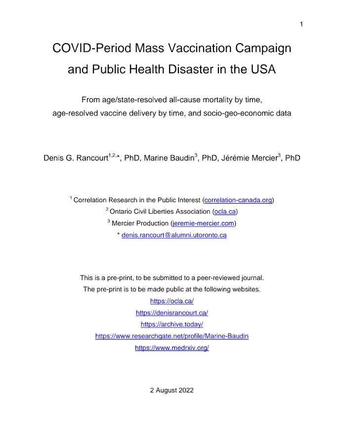 Correlation – COVID-Period Mass Vaccination Campaign and Public Health Disaster in the USA