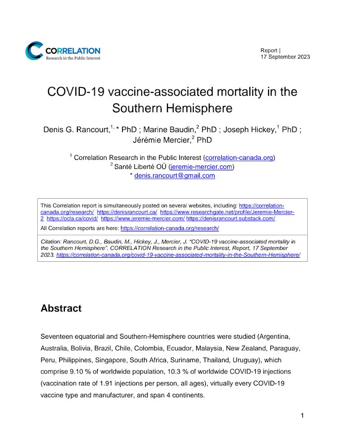 Correlation- COVID-19 vaccine-associated mortality in the Southern Hemisphere