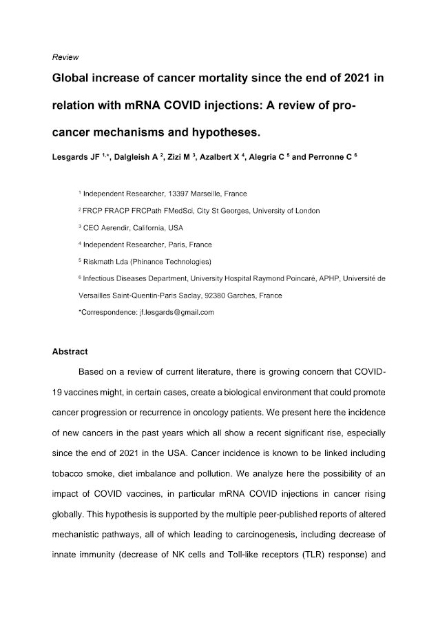 Zenodo – Global increase of cancer mortality since the end of 2021 in relation with mRNA COVID injections