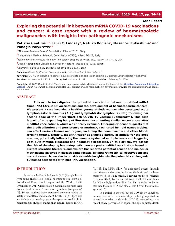 Oncotarget – Exploring the potential link between mRNA COVID-19 vaccinations and cancer