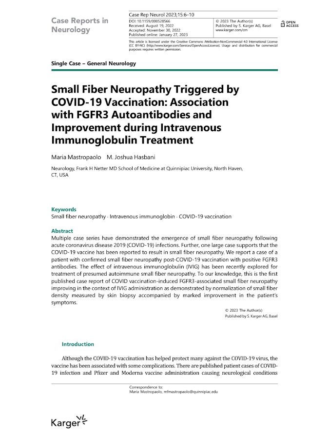 Case Reports Neurology – Small Fiber Neuropathy Triggered by COVID-19 Vaccination