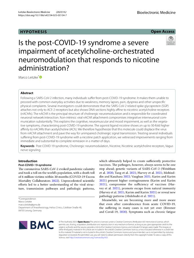 PUBMED – Is the post-COVID-19 syndrome a severe impairment of acetylcholine-orchestrated neuromodulation that responds to nicotine administration?
