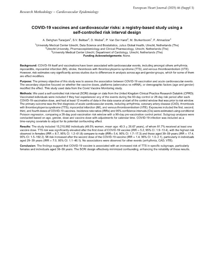 Cardiovascular Epidemiology – COVID-19 vaccines and cardiovascular risks: a registry-based study using a self-controlled risk interval design