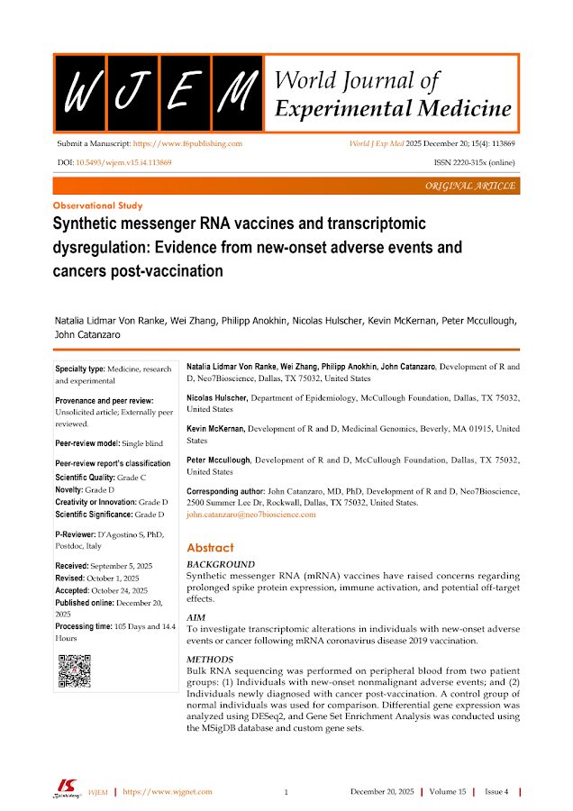 WJEM – Synthetic messenger RNA vaccines and transcriptomic dysregulation: Evidence from new-onset adverse events and cancers post-vaccination