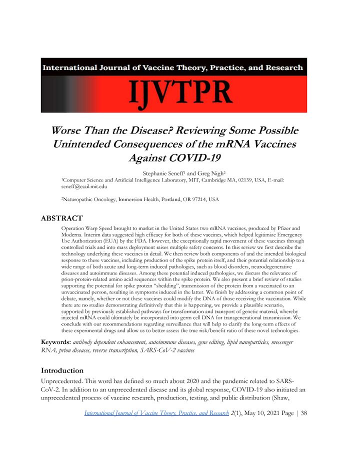 IJVTPR – Worse Than the Disease? Reviewing Some Possible Unintended Consequences of the mRNA Vaccines Against COVID-19