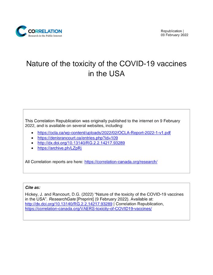 Correlation – Nature of the toxicity of the COVID-19 vaccines in the USA