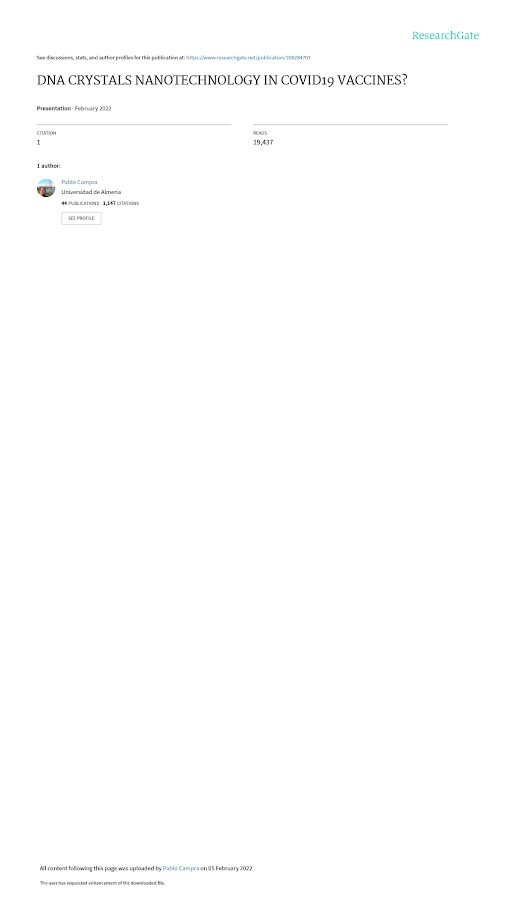 ResearchGate – DNA CRYSTALS NANOTECHNOLOGY IN COVID19 VACCINES