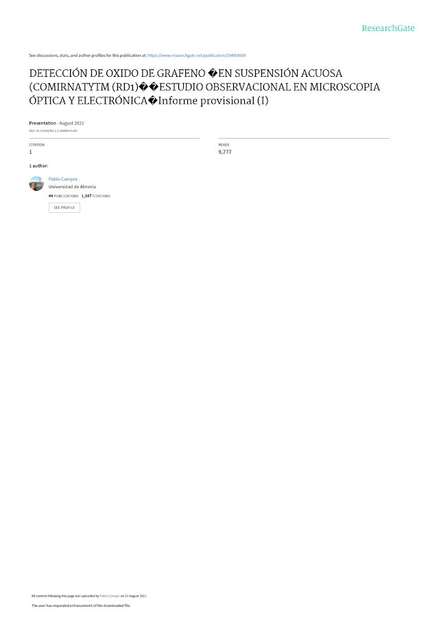 ResearchGate – Deteção de Grafeno suspensão aquosa