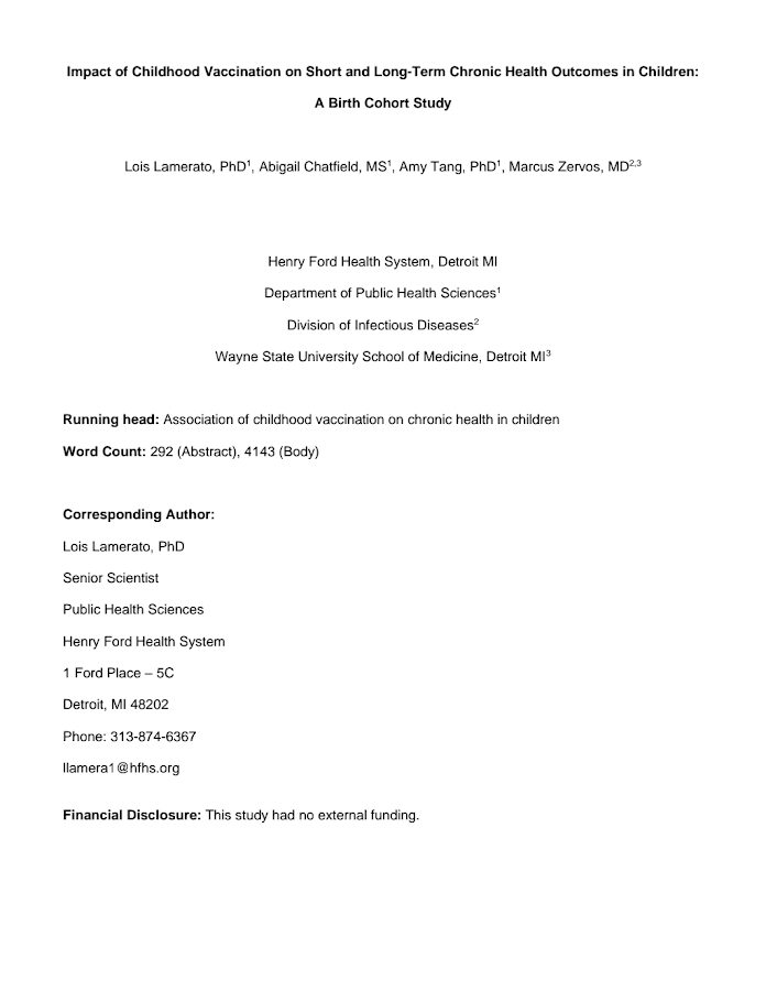 Semanthic Schoolar – Entered into hearing-Impact of Childhood Vaccination on Short and Long-Term Chronic Health Outcomes in Children-A Birth Cohort-Study