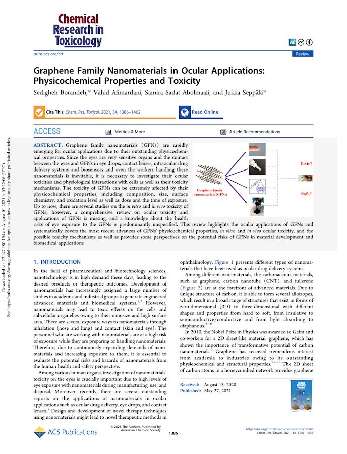 Graphene Family Nanomaterials in Ocular Applications- Physicochemical Properties and Toxicity