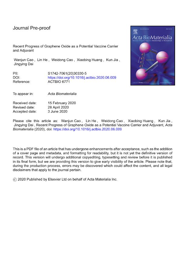 Recent Progress of Graphene Oxide as a Potential Vaccine Carrier and Adjuvant