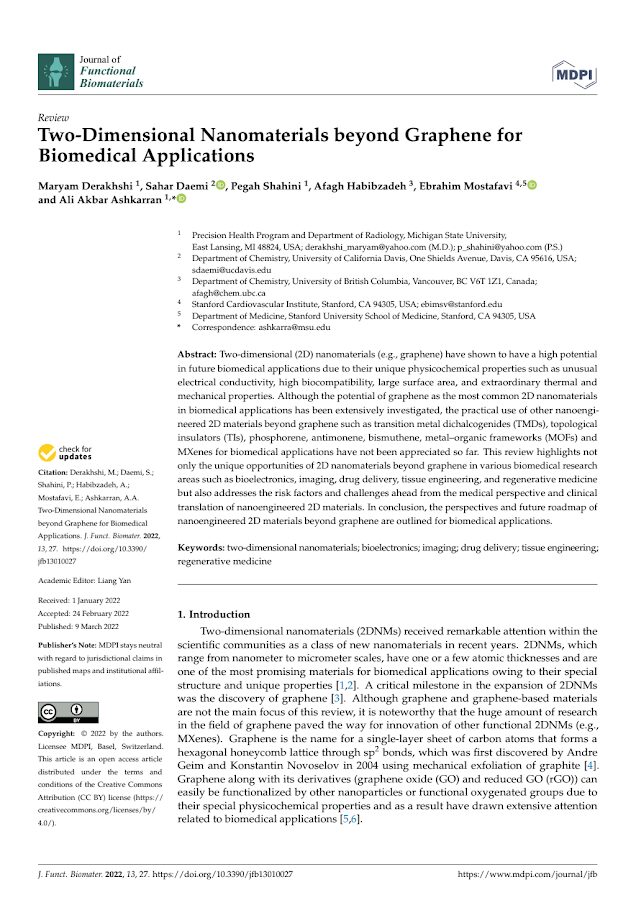 Two-Dimensional Nanomaterials beyond Graphene for Biomedical Applications