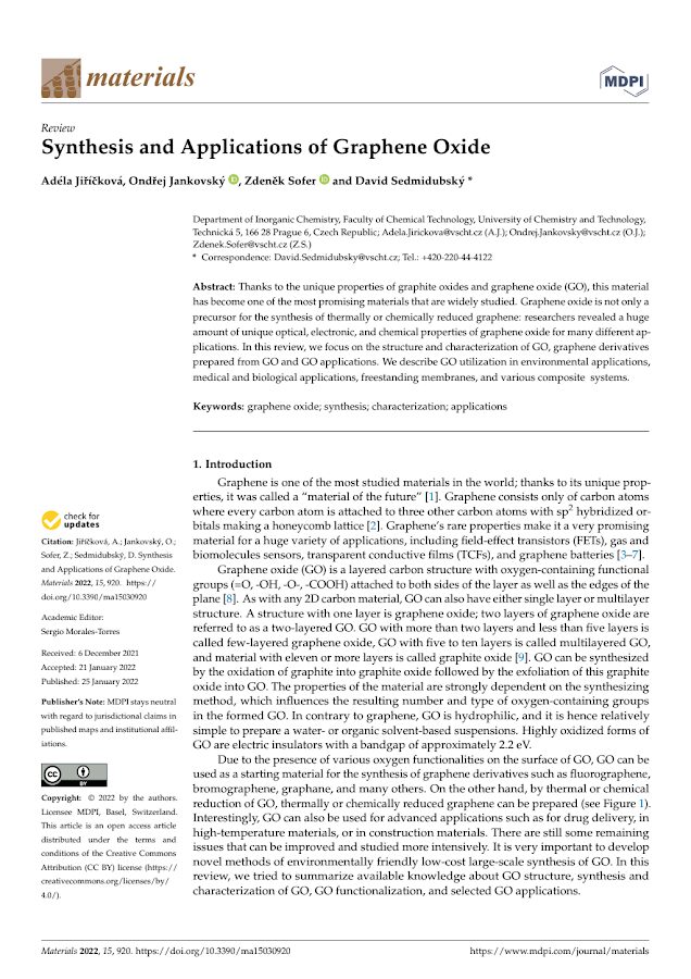 Synthesis and Applications of Graphene Oxide