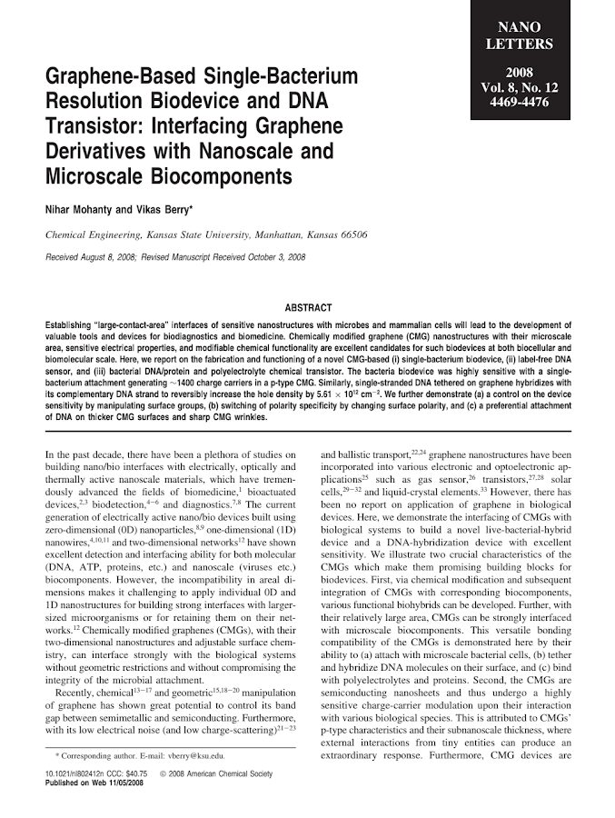 Graphene-based single-bacterium resolution biodevice and DNA transistor-interfacing graphene derivatives with nanoscale and microscale biocomponents