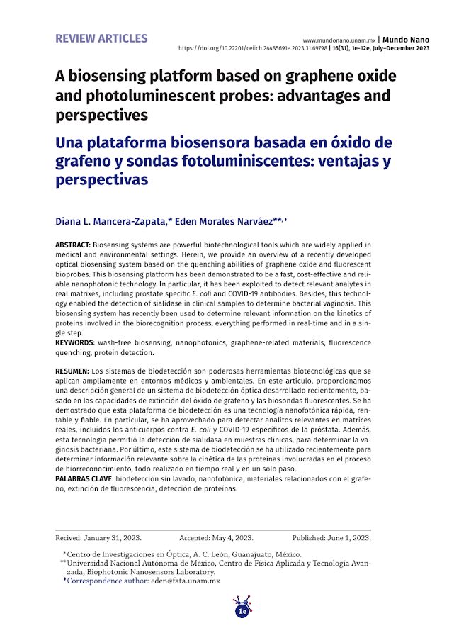 Una plataforma biosensora basada en óxido de grafeno y sondas fotoluminiscentes: ventajas y perspectivas
