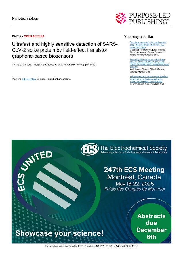 Ultrafast and highly sensitive detection of SARS-CoV-2 spike protein by field-effect transistor graphene-based biosensors
