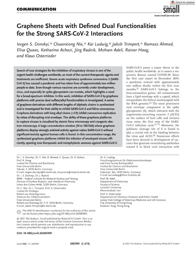 Graphene Sheets with Defined Dual Functionalities for the Strong SARS-CoV-2 Interactions