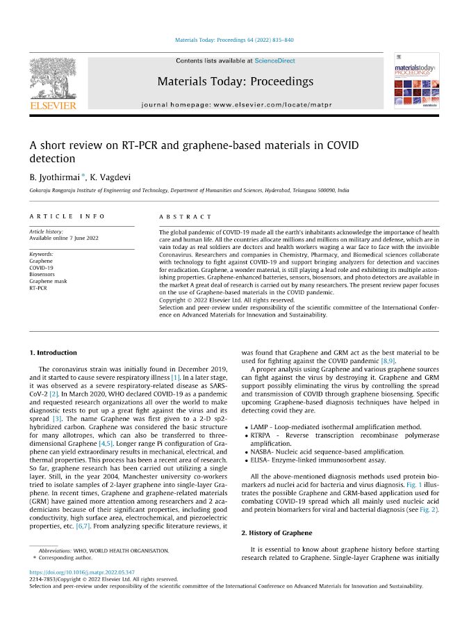 A short review on RT-PCR and graphene-based materials in COVID detection