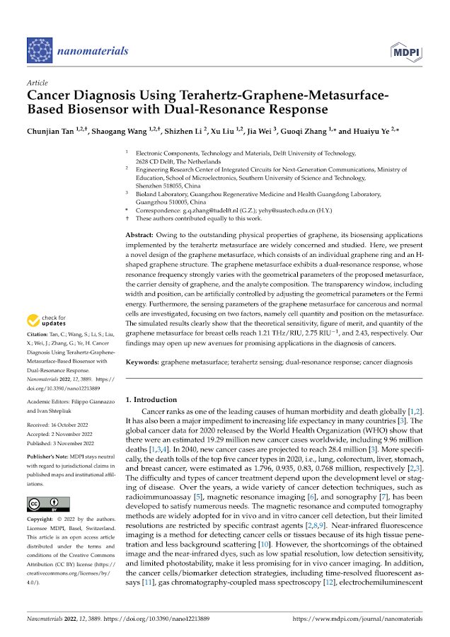 Cancer Diagnosis Using Terahertz-Graphene-Metasurface Based Biosensor with Dual-Resonance Response