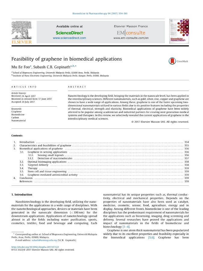 Feasibility of graphene in biomedical applications